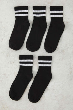 TRENDYOL MAN Beyaz 5li Paket Pamuklu Cizgili Kolej-Tenis-Orta Boy Corap TMNSS24CO00017 - Trendyolmilla фото 5