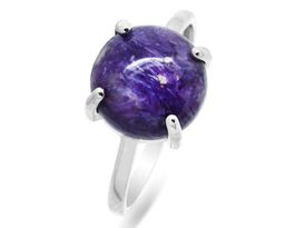 Кольцо из серебра чароит, СПН4118