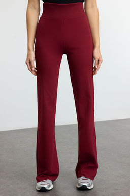 Bordo Wide Leg/Ispanyol Paca Yuksek Bel Interlok Esnek Orme Pantolon TWOAW25PL00006