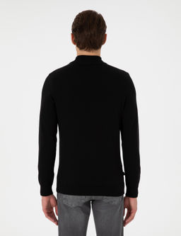Siyah Slim Fit Yar_m Bal_k__ Yaka Triko Kazak - Pierre cardin фото 5