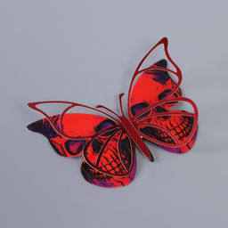 Наклейка бумага, пластик Бабочки на Хэллоуин, красные, набор 12 шт.