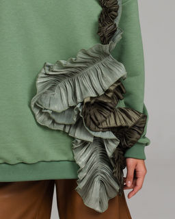 Эффектный свитшот с рюшами Футер 3-х нитка / Атлас-гофре / Органза - Sahar art lab фото 17