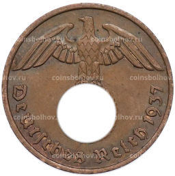 Монета 2 рейхспфеннига 1937 года A Германия