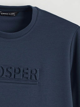 Bisiklet Yaka Bask?l? Erkek Sweatshirt