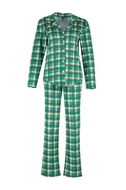 Yesil %100 Pamuklu Ekoseli Gomlek-Pantolon Orme Pijama Tak?m? THMAW24PT00252 - Trendyolmilla фото 7