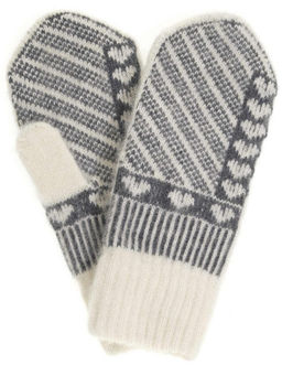 Варежки женские "Сердца и полосы" ПП 3246-3