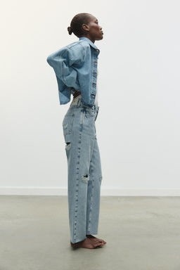 Z1975 STRAIGHT HIGH-WAIST RIPPED JEANS - Zara фото 5