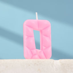 Цена за 3 шт. Свеча для торта «Цифра 0», светло-розовая