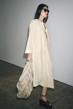 STRIPED LINEN BLEND TUNIC DRESS ZW COLLECTION - Zara фото 10