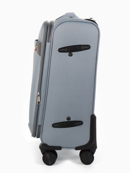 Чемодан 20",Текст,36*25*58,отд на молнии,1 нар/карм, увелич,код замок,4 колеса, т.серый