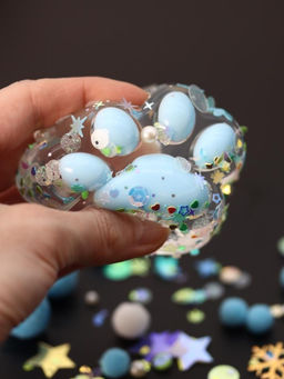 Мялка - антистресс Таба ЛАПКА со звёздочками, голубая, 6 x 7,3 см