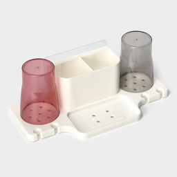 Держатель для зубных щеток настенный, с 2 стаканами на липучках, 31914 см, белый - Simaland фото 3