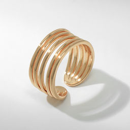 Кольцо металл Тренд три полосы, мини, цвет золото, безразмерное - Qf фото 2