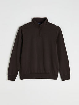 Dik Yaka Uzun Kollu Erkek Kal?n Sweatshirt