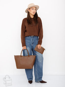 Сумка женская кожаная 1059C brown Polina&Eiterou