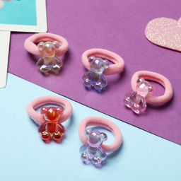 Цена за 6 шт. Резинка для волос Малышка (набор 10 шт) мишка глянец, микс