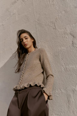 KNIT CARDIGAN WITH RUFFLE TRIMS - Zara фото 3