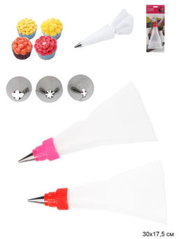 Кондитерский мешок с насадками 4 шт, 30 см / F-6655 /уп 144/ АКЦИЯ - ГалеонТрейд фото 2
