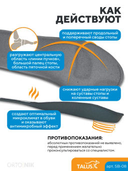 Ортопедические стельки с зонами разгрузки каркасные антибактериальные для спортивной обуви Talus SB  фото 14