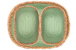 Набор 3 плетеных корзин 1 корзинка 30*25*14 см, 2 корзинки 22*14*12 см, зеленый - Elan gallery фото 5