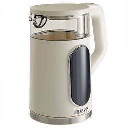 Чайник DELTA LUX DE-1025 корпус из термост. стекла и пластика, LCD дисплей, белый: 2200Вт, 1,7л