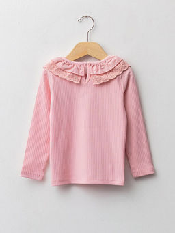 Bisiklet Yaka Uzun Kol Kendinden Desenli K?z Bebek Ti??rt - Waikiki фото 2