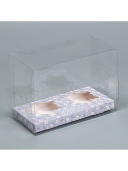 Цена за 5 шт. Коробка для капкейка, кондитерская упаковка, 2 ячейки «Паттерн», 16×8×11.5 см