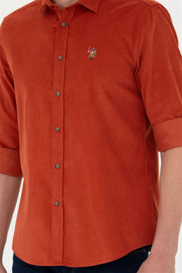 U. S. Polo Assn / Мужская рубашка с длинным рукавом кирпичного цвета - U.s. polo assn фото 6