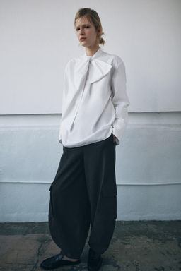 ZW COLLECTION POPLIN SHIRT WITH TIE DETAIL