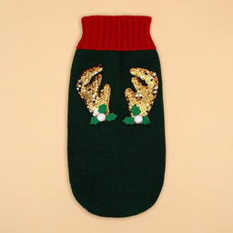 Свитер для животных Рога удачи, размер L (ДС 35 см, ОШ 29, ОГ 29-49), зелёный - Пижон фото 10