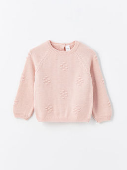 Bisiklet Yaka Desenli K?z Bebek Triko Kazak