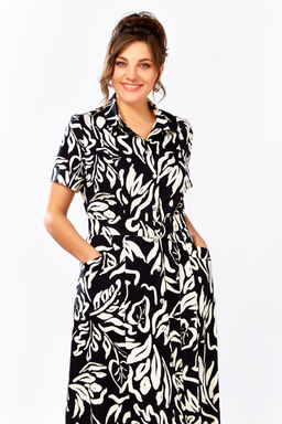 Платье Swallow 844.4 Черный в молочный принт фото 5