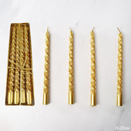 Свеча стержень 4 штуки 20 см витая / SW-701 /уп 144/ золотая - ГалеонТрейд фото 4