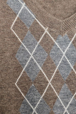 DIAMOND-PATTERN WOOL SWEATER - Zara фото 4