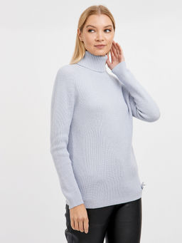 водолазка женская в голубом цвете в рубчик