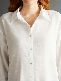 D?z Uzun Kollu Oversize Kad?n G?mlek