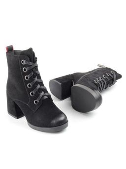 04-R180-1 BLACK Ботинки зимние женские (натуральная замша, натуральный мех) - Фабричный китай фото 18