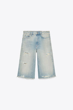 RIPPED TRF BAGGY DENIM BERMUDA JORTS - Zara фото 6