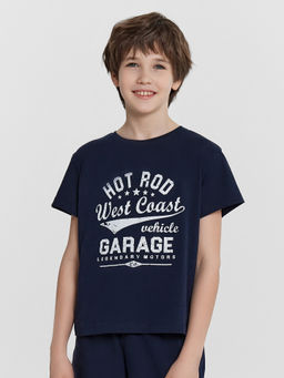 Комплект домашний для мальчиков синий с принтом "West coast"