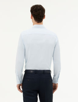 A__k Mavi Slim Fit Uzun Kollu G_mlek