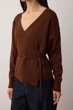 Kahverengi Kruvaze Yaka Triko H?rka TEDAW25HI00025