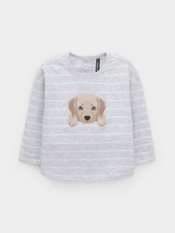 КР 302908/св.серый меланж,полоска к630 лонгслив (футболка дл.рукав) д/мал яс