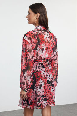 TRENDYOLMILLA Cok Renkli Cicek Desenli Belden Ac?lan Mini Astarl? Sifon Dokuma Elbise TWOAW24EL00841  фото 23