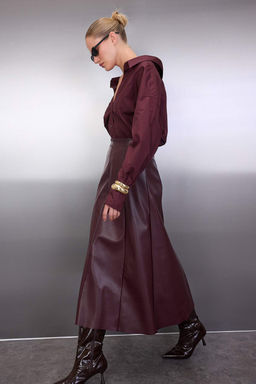 Bordo A Line/Can Kesim Maxi Orme Etek TWOAW26ET00112 - Trendyolmilla фото 2