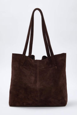 Koyu Kahverengi Premium Hakiki Deri Suet Kad?n Maksi Boy Omuz Cantas? TAKAW26OC00041 - Trendyolmilla фото 3