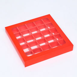 Коробка для конфет 25 шт, 22 х 22 х 3,5 см, алая - UPAK LAND фото 2