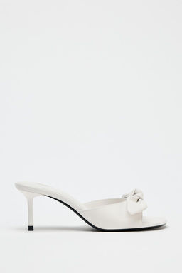 LEATHER BOW HEELED SANDALS - Zara фото 4