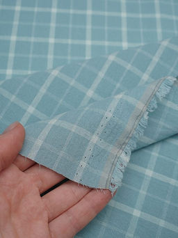 Вареный (стираный) хлопок Клетка цв.бирюзово-зеленая дымка, ш.2.50м, хлопок-100%, 125гр/м.кв - Купава фото 3