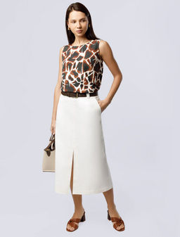 Юбка-миди из хлопка с разрезом VILATTE