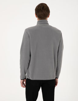 Gri Regular Fit Yar_m Fermuarl_ Polar Sweatshirt - Pierre cardin фото 5